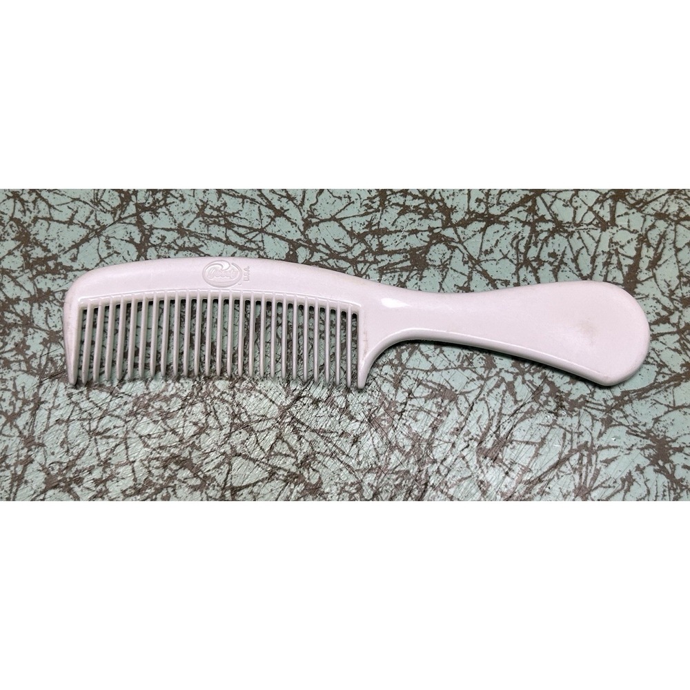 Vintage Goody USA White Hair Comb With Handle Wide Teeth 6.5"